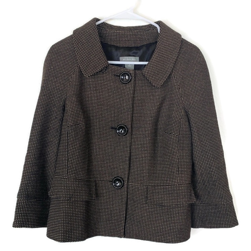 Ann Taylor Fine Italian Fabric Brown Blazer Jacket
